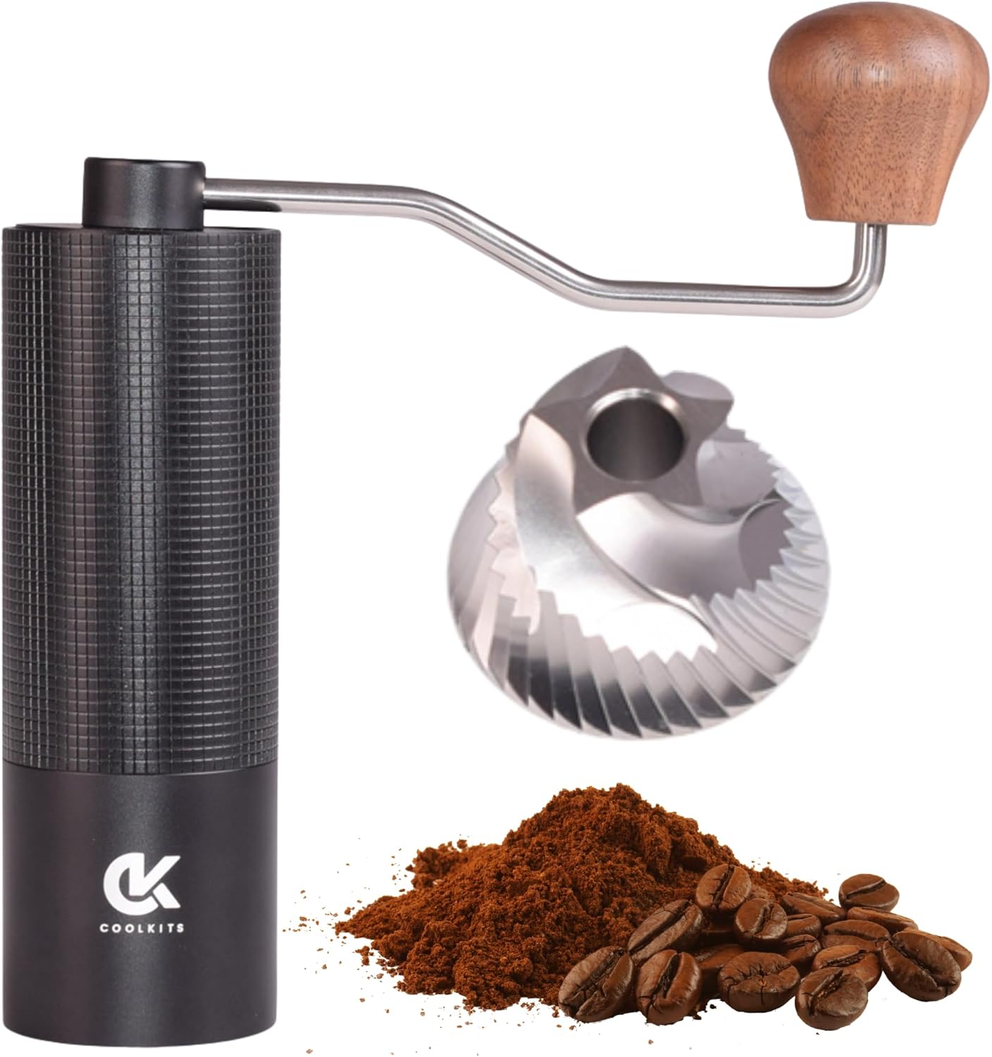 Ultra Black Manual Coffee Grinder with 30g Capacity, Precision CNC Stainless Steel Conical Burr, Adjustable Grind Settings, Portable Hand Grinder for Home, Office, Travel & Camping