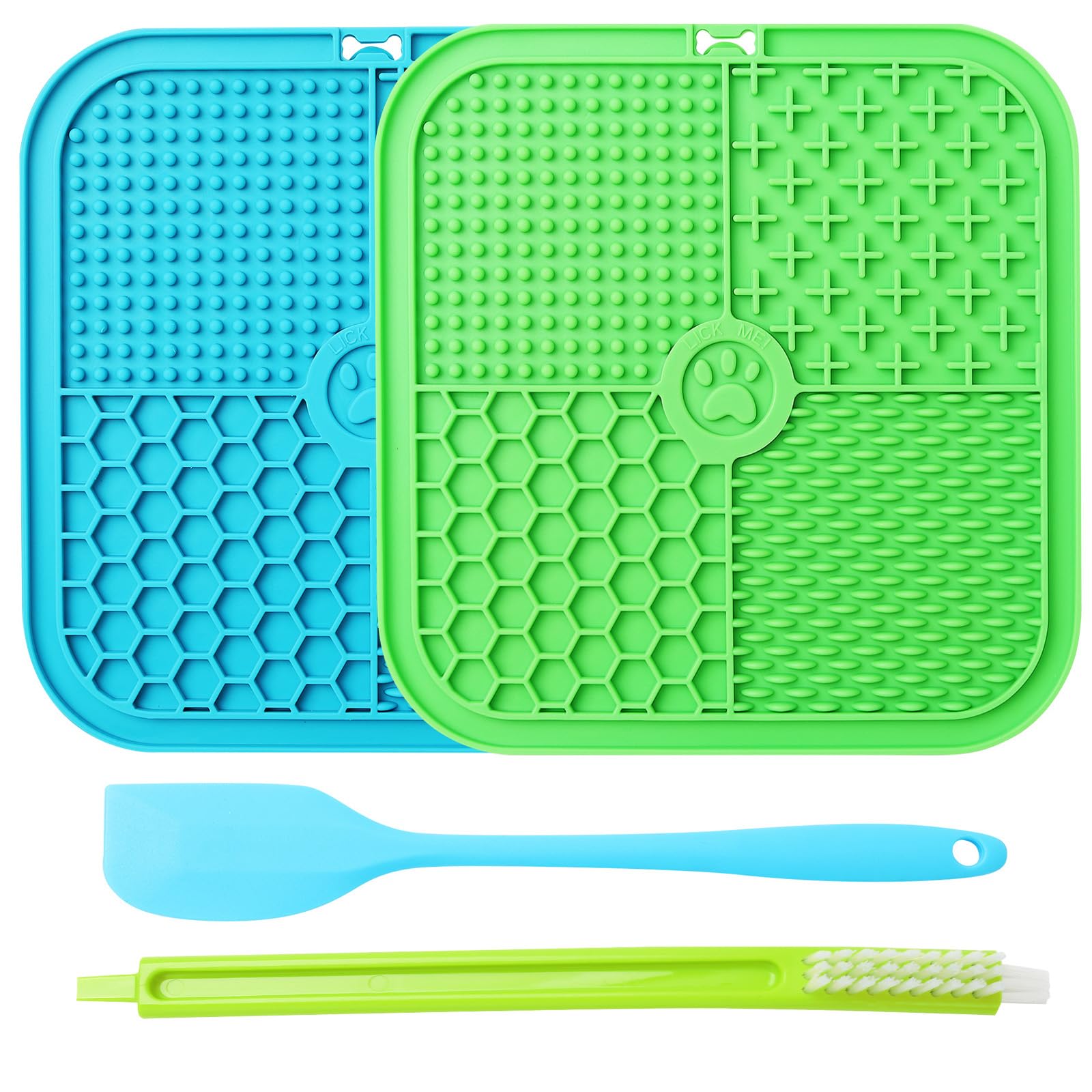 2 Pack Licking Mat for Dogs and Cats, Dog Slow Feeders with Suction Cups for Dog Anxiety Stress Reduce, Dog Treat Mat for Peanut Butter,Cheese Wiz,Yogurt,Pumpkin