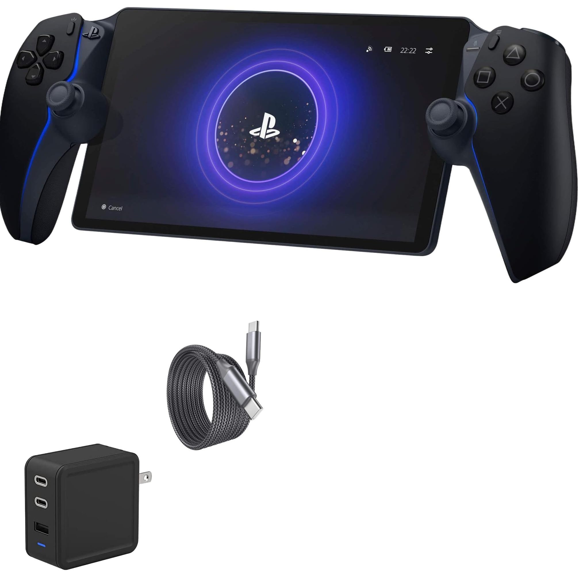 Charger Compatible with Sony PlayStation Portal Remote Player - PD Wall Charger Bundle (65W), Power Delivery AC Adapter Long Cable - Jet Black