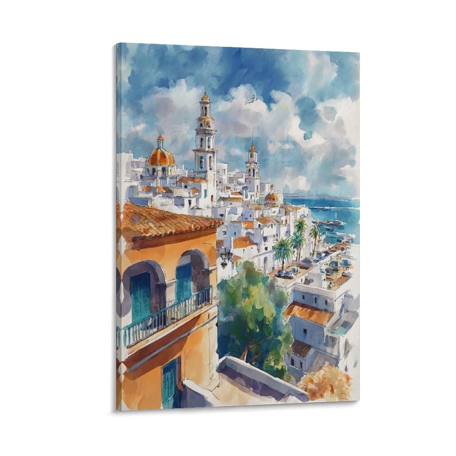 Xwymxz Frame-Style Veracruz Mexico 20X30inch(50X75cm) Vintage Travel Poster Watercolor Canvas Art