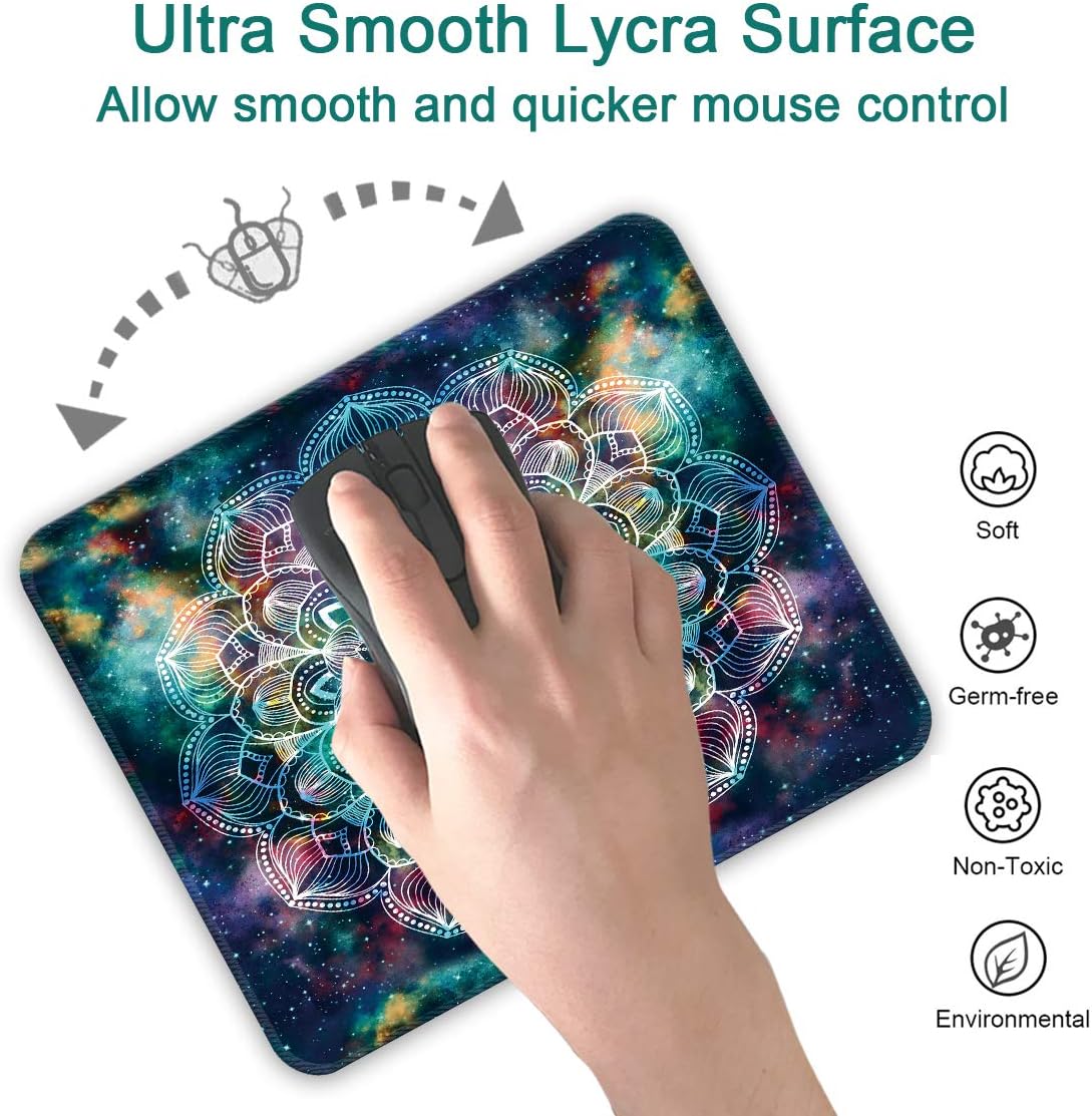 DOOKE Gaming Mouse Pad, Cute Rectangle Mouse Mat with Anti Slip Rubber Water-Resistant Surface for Desktops, Computers, Ideal for Work or Gaming,Mandalas