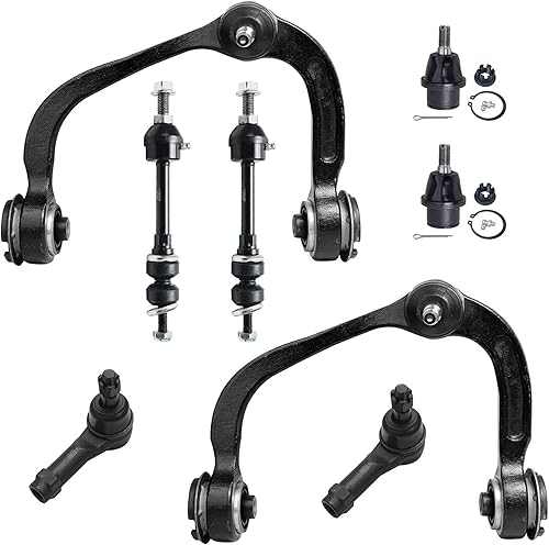 Detroit Axle - 8 brazos de control superiores delanteros, rótulas inferiores, barras estabilizadoras y varillas de amarre exteriores para Ford F-150