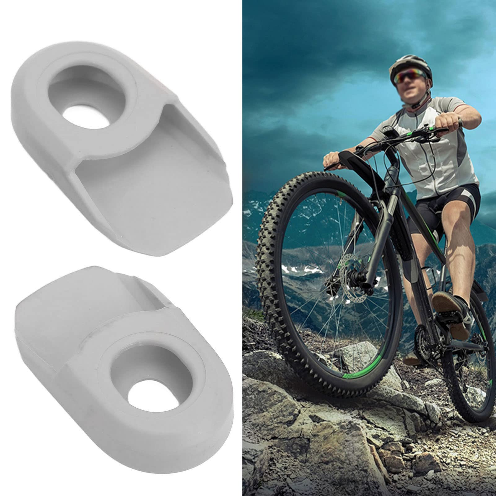 VGEBY Silicone Crank Cover, 2PCS Bike Crank Cover Protector Silicone BIcycle Crank Arm Sleeve Cover Protective Case Bicycle Crank Arm Boots Soft Cover(grey) Bicycles And Spare Parts - Image 3