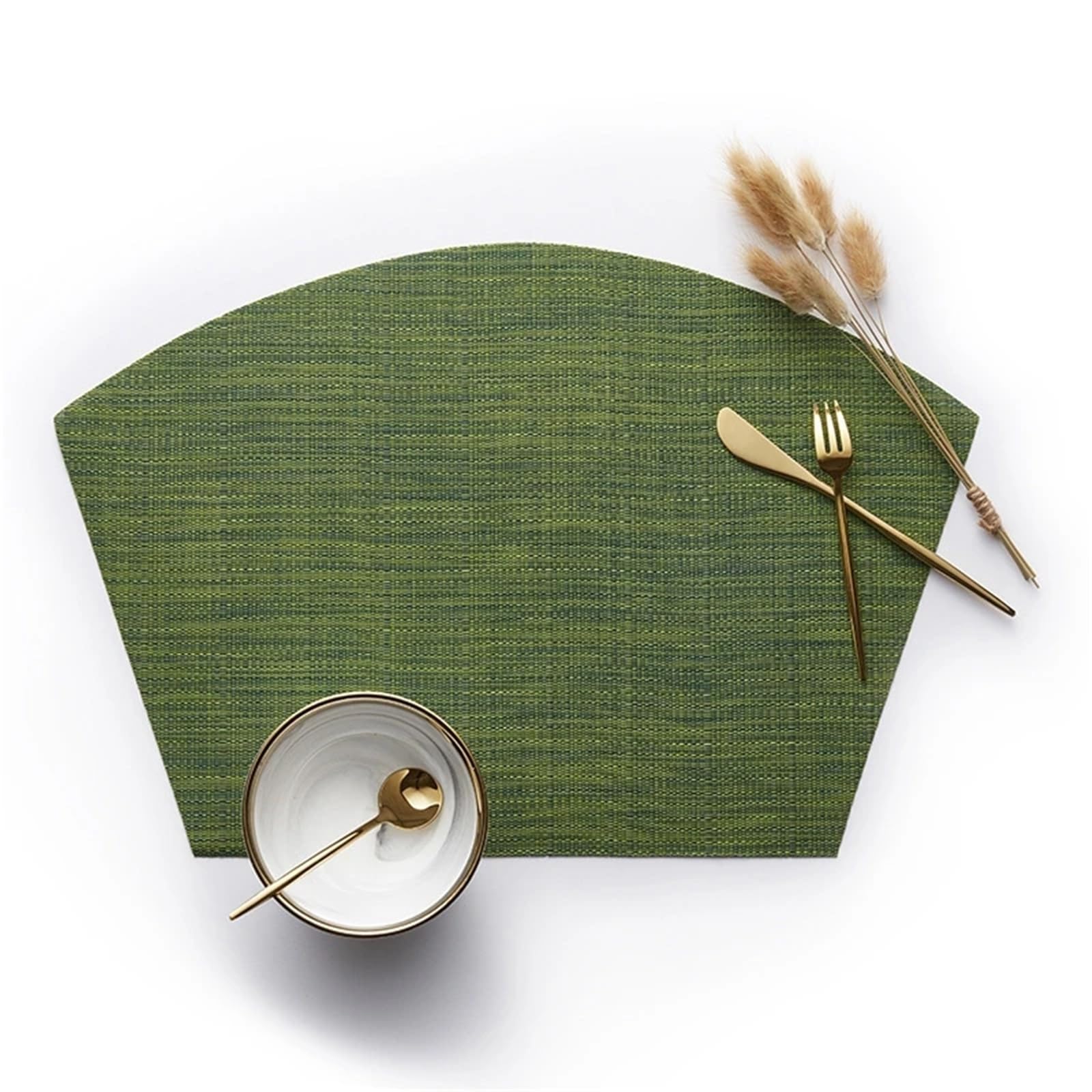 Platzsets Runde Ovale Tischsets Geformt Esstisch Matten rutschfeste wasserdichte Indoor Outdoor Küche Waschbar(Green,6 pcs 45x30cm)