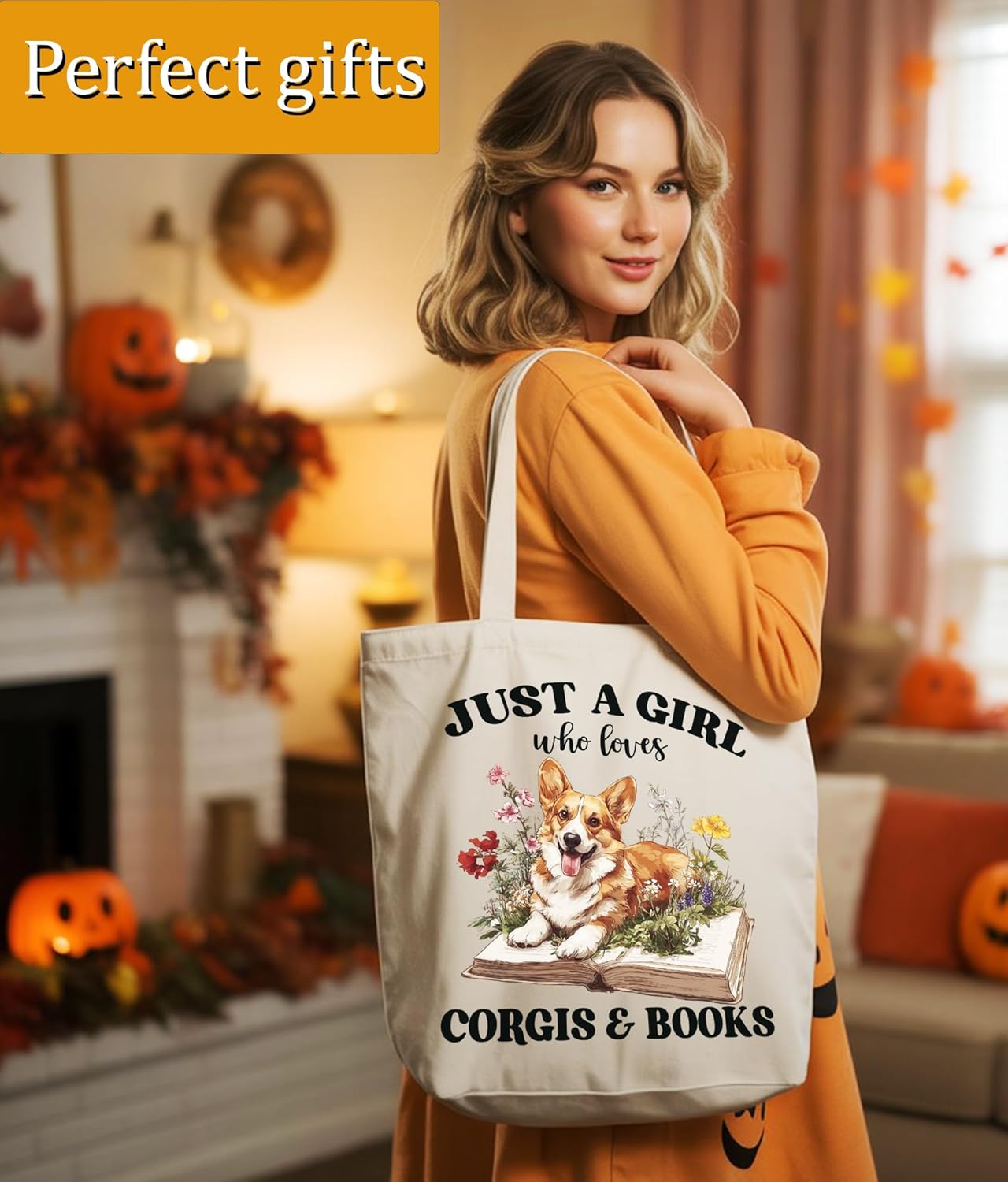 Just a Girl Who Loves tote Bag for Women Girls, Aesthetic Tote Bag for Her, Medium Size with Inner Pocket - Image 2