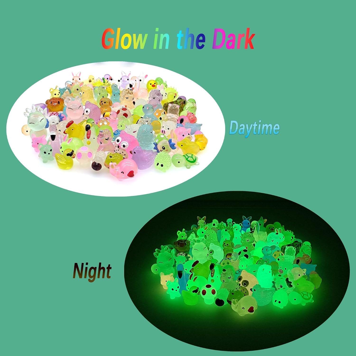 Glow in The Dark Woodland Mini Resin Animals Figures 100 Pcs Set