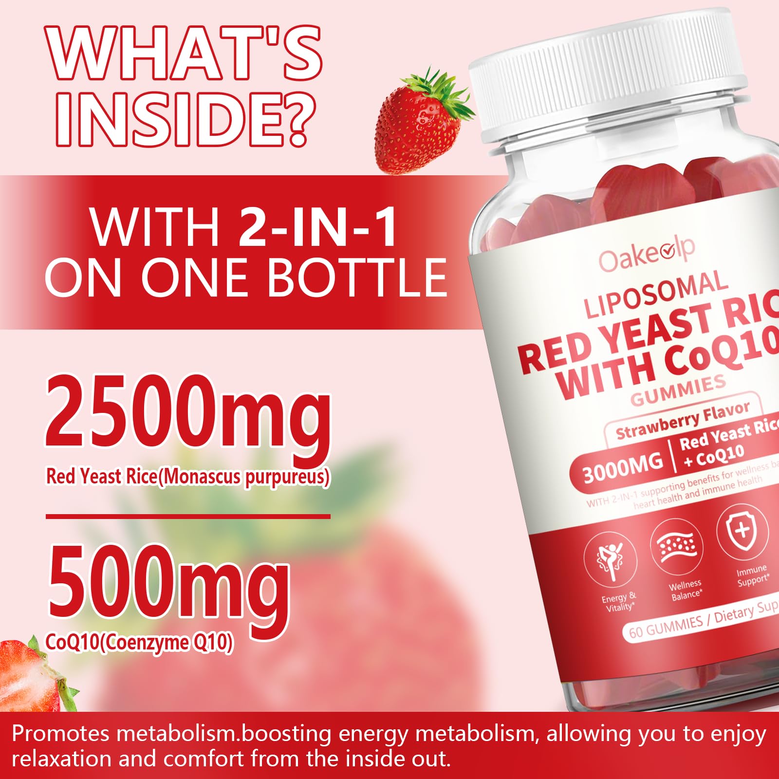 2 Pack Liposomal Red Yeast Rice with Coq 10 3000mg Gummies,Red Yeast Rice Extract Advanced Balance Formula,Enhanced with Coq 10 for Heart Wellness Support,Liposomal Enhance 98% Absorption — Amazon image 3