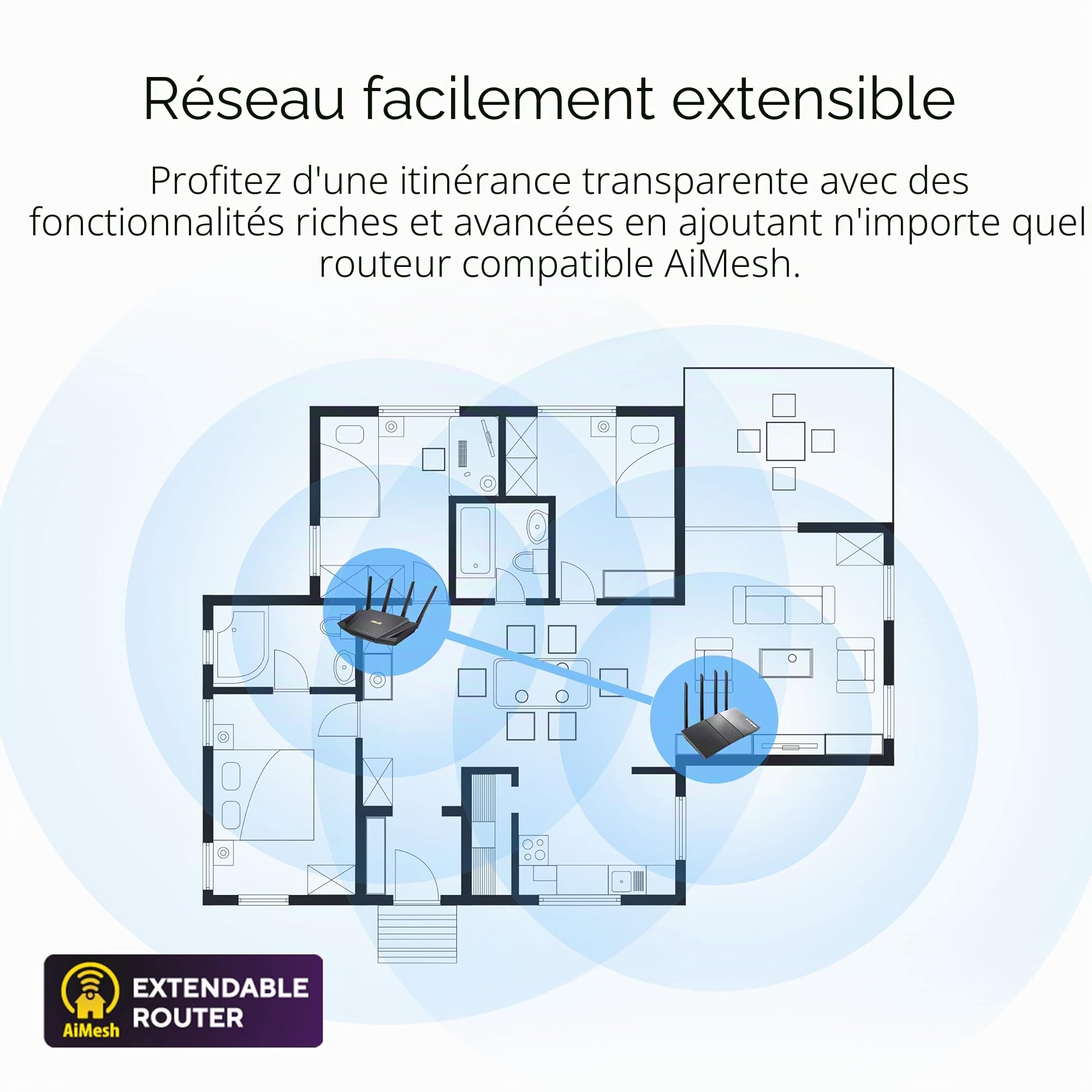 ASUS Routeur sans Fil Double Bande Gigabit Ethernet RT-AX53U - Noir