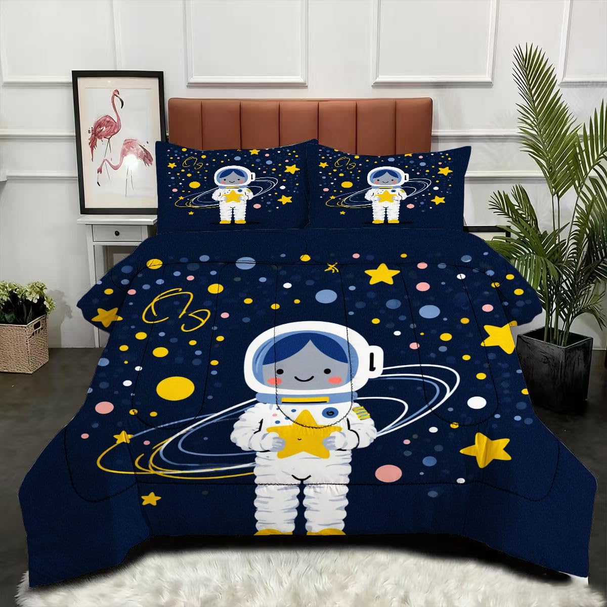 Couette légere et respectueuse de la peau 240x260 cm Astronaute en microfibre lavable