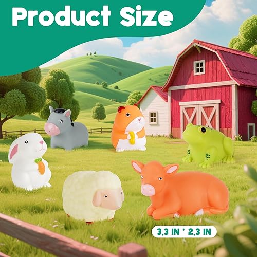 Miniatura 5 de Juguetes de baño para niños pequeños de 1 a 3 6 piezas de juguetes de baño de animales de granja iluminados, juguetes de baño para bebés, juguete de
