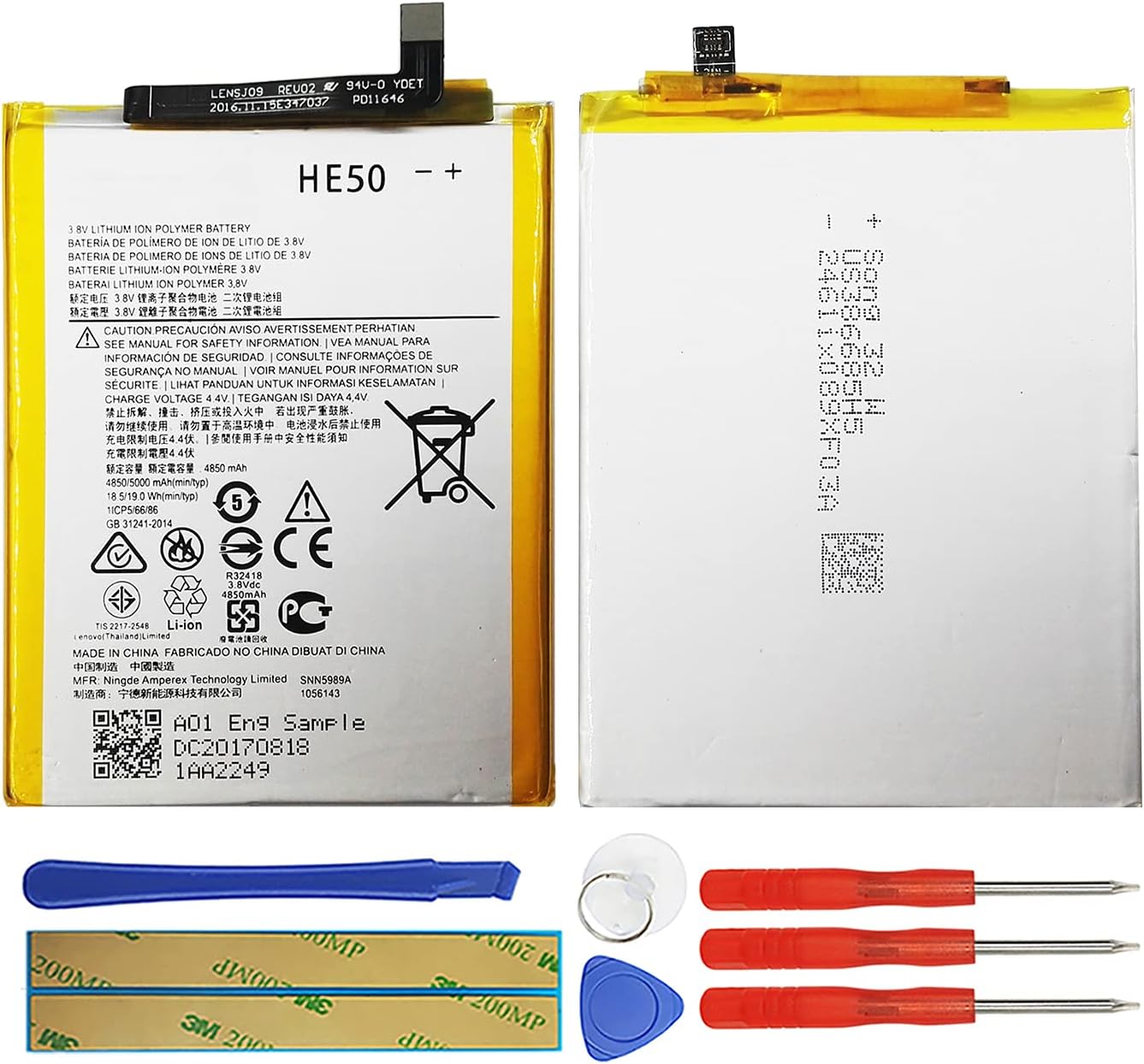 Duotipa HE50 Battery Compatible with Moto E5 Plus XT1924 / E4 Plus XT1770 SNN5989A with Repair Tool Kit