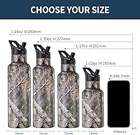 Vista 2 de Botellas de agua de acero inoxidable aisladas, botella de agua de doble pared con popote, botella aislada al vacío que mantiene el frío 24 horas