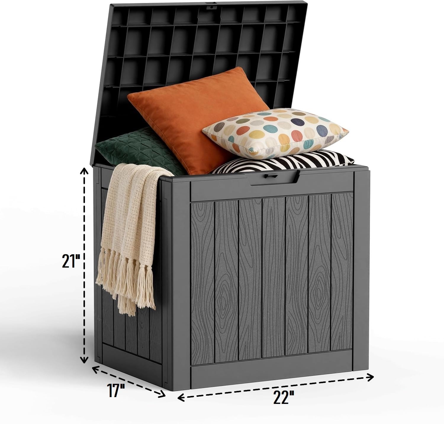 Outdoor Storage Box, 35 Gallon Deck Box, 132 Litre Waterproof Resin Storage Bin for Patio Cushions, Gardening Tools, Accessories, Lockable, UV Resistant Garden Chest Utility Handles Lid (Grey) - 3