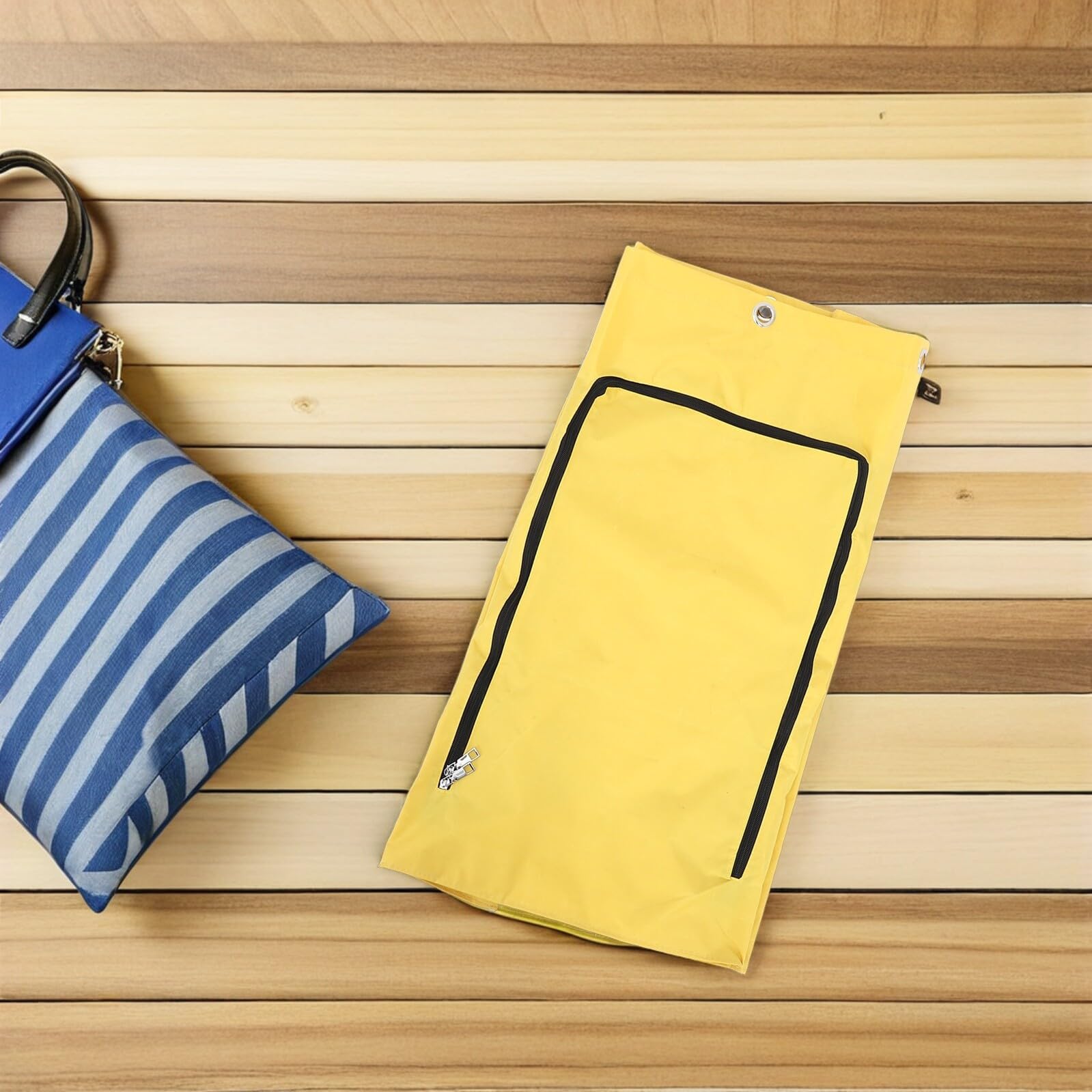 Bolsa Grande para Carrito de Limpieza de Lona Oxford Amarilla | Cremallera Frontal y Ojales, Repuesto para Carro, Uso Comercial de Recogida de Ropa o Residuos
