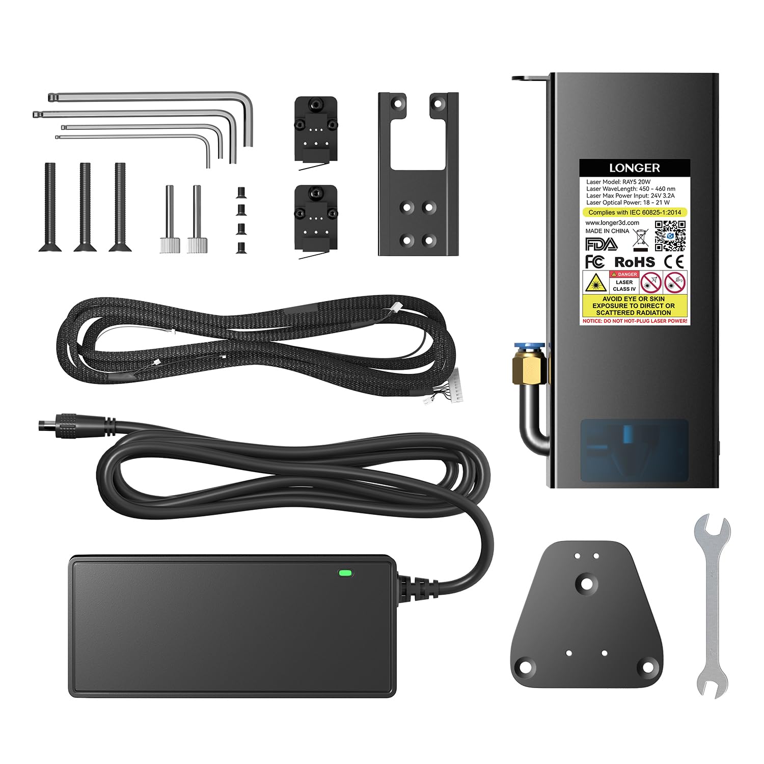 Longer 20000mW Laser Engraver Module, Dual Beam Compressed 0.08 * 0.1mm Laser Spot, DIY Laser Head for Laser Engraver, Eye Protection, Laser Class ii