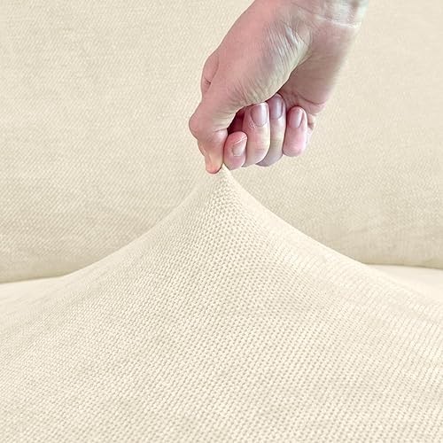 Miniatura 3 de vctops Funda elástica de felpilla de lujo para sofá biplaza reclinable, fundas dobles para sofá reclinable doble de 2 asientos, protector suave de