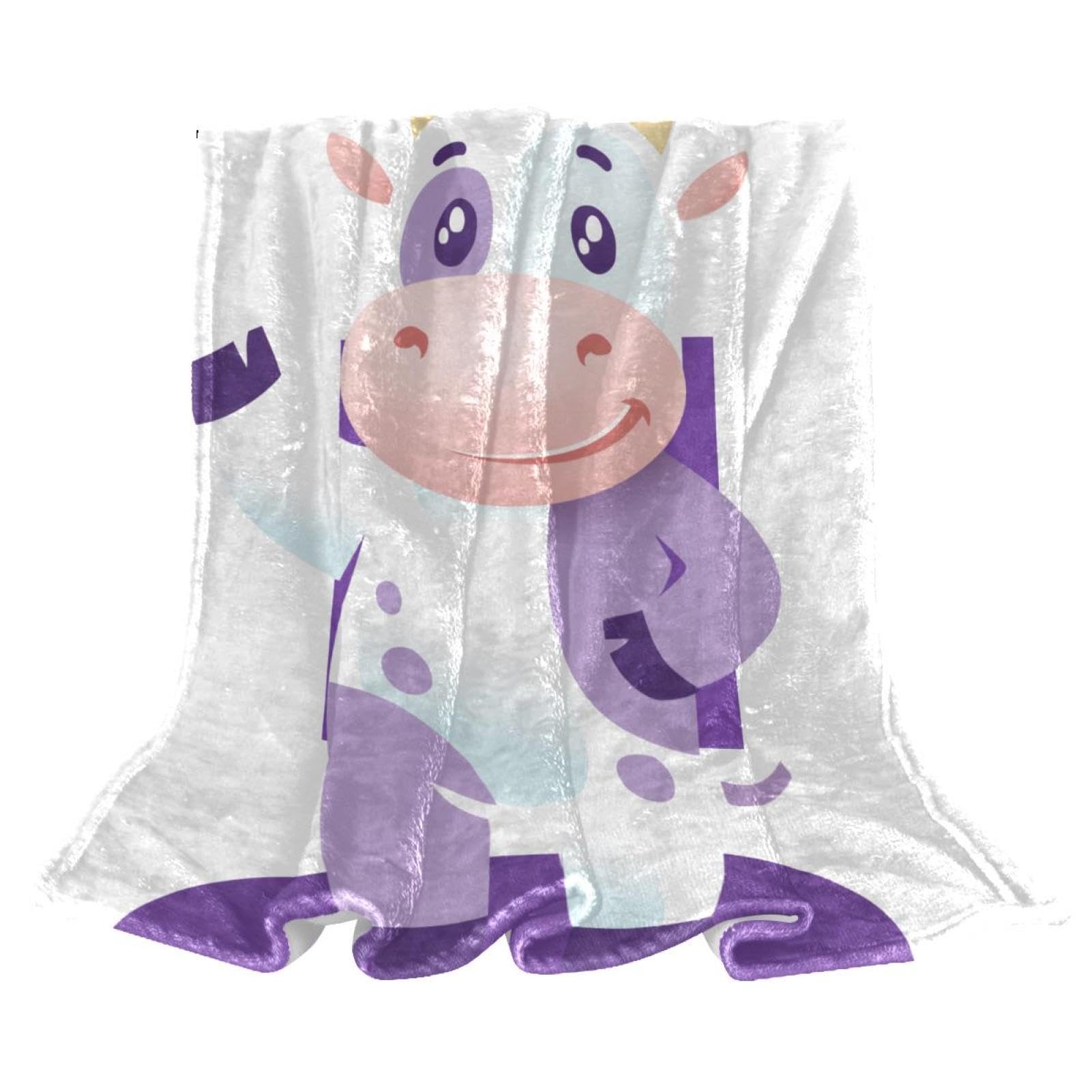 Couverture polaire vache violette contre le froid plaid doux lit