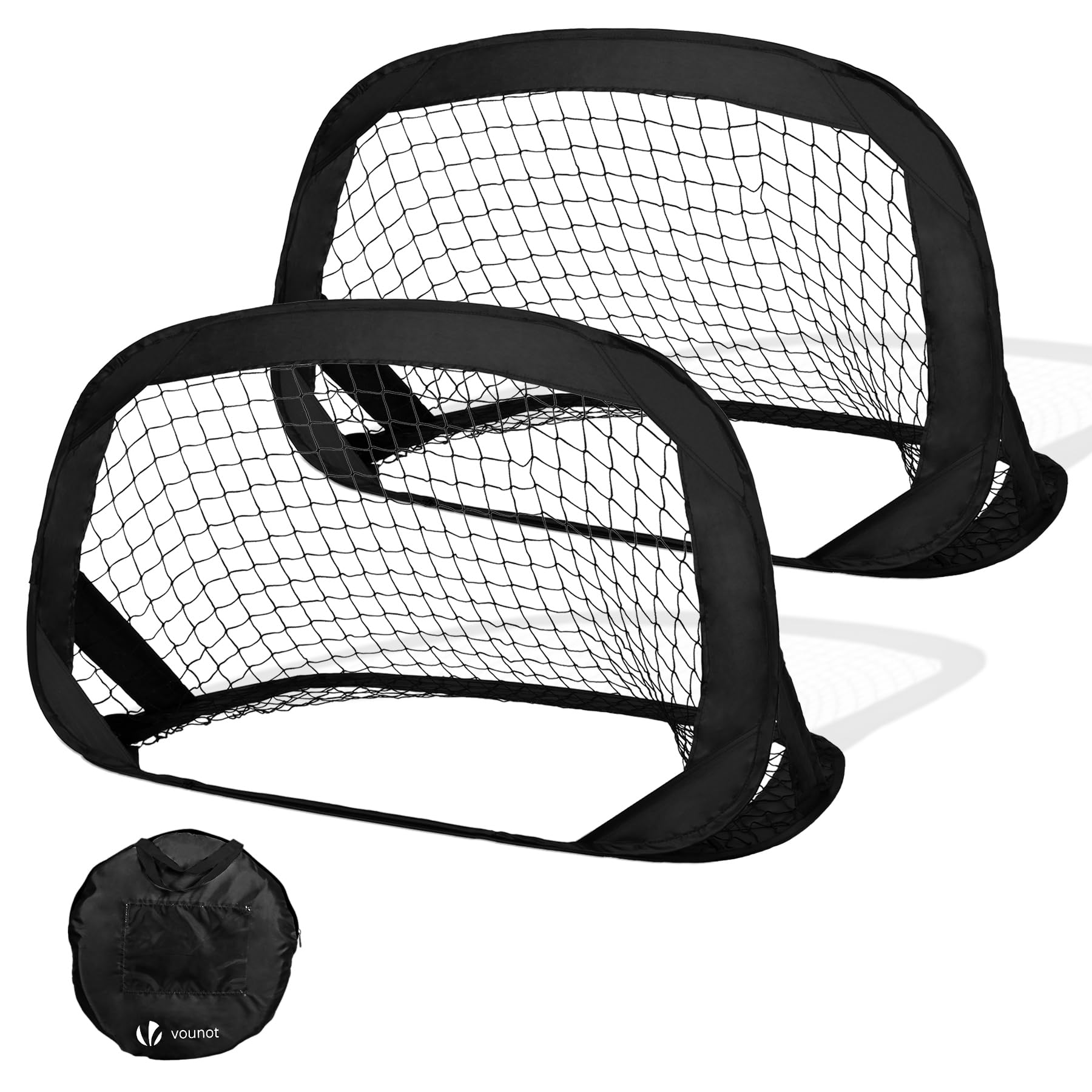 VOUNOT® Set of 2 Pop up Goals for Kids, Football Net for Children, Foldable Mini Soccer Target Net, Football Training Equipment, Indoor & Outdoor