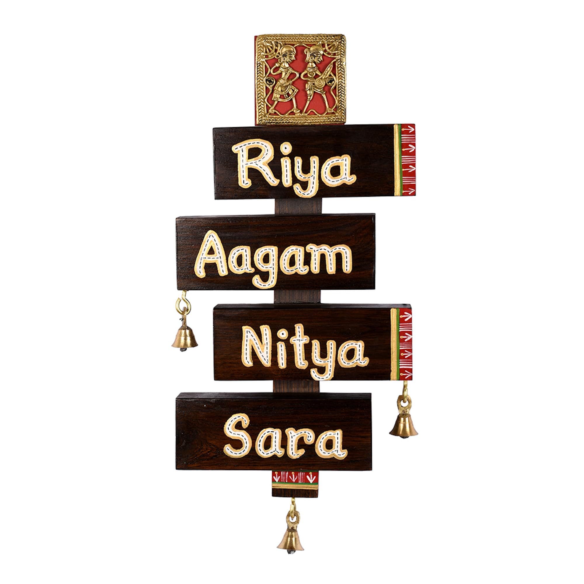Madhubani Welcome Handcrafted Solid Wood Nameplate