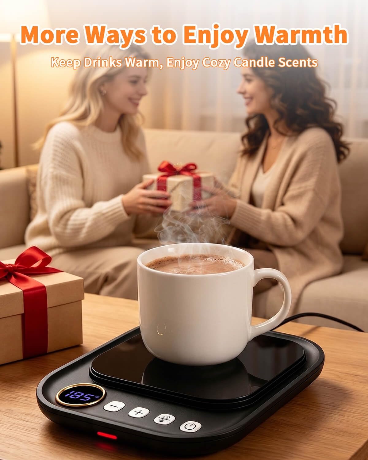 Coffee Mug Warmer for Desk, 10 Temp 105-185°F, 24H Timer & Auto Shut-Off