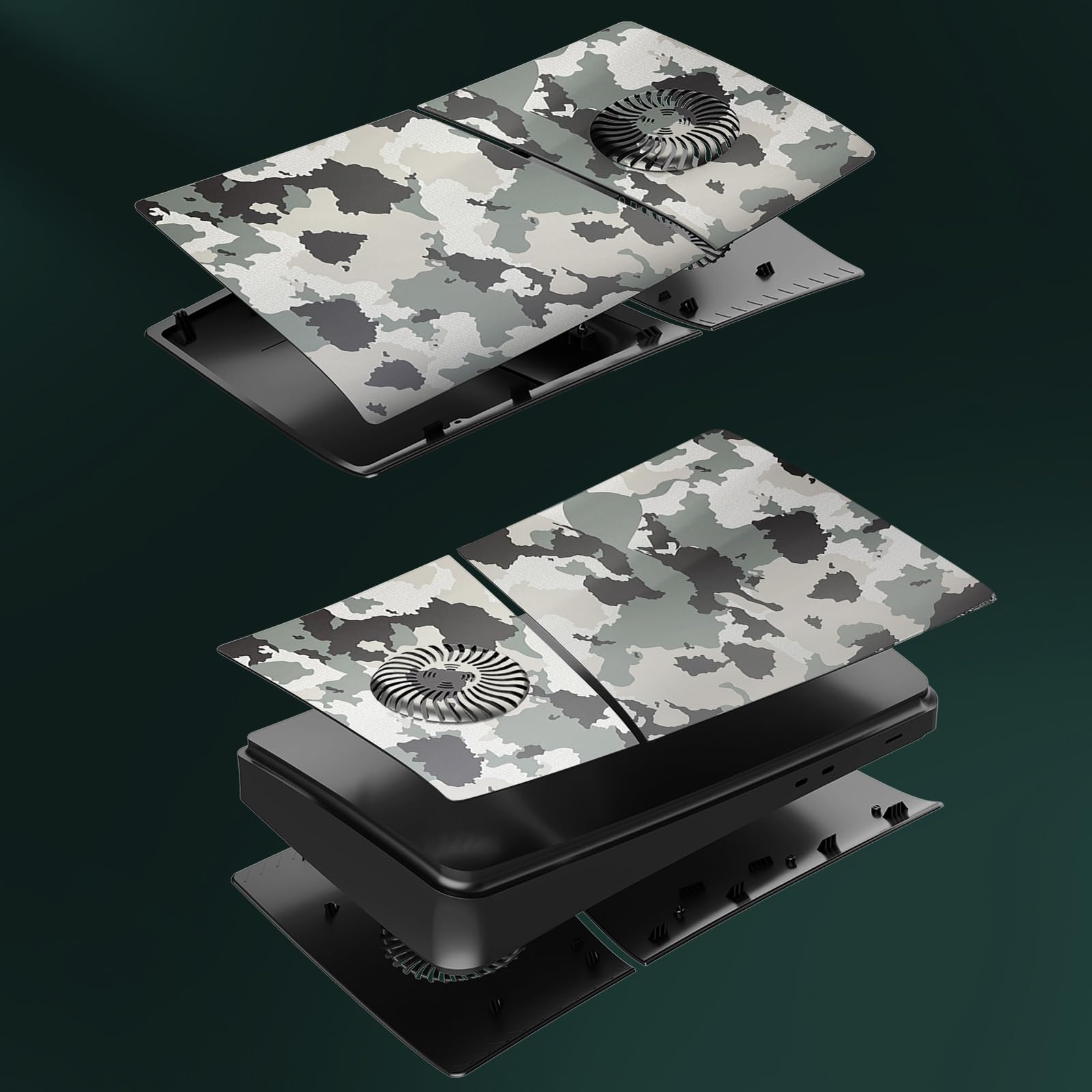 Placa frontal delgada para PS5, edición digital, diseño de camuflaje, carcasa lateral de ABS personalizada para consola PS5 Slim versión digital (con rejillas de refrigeración)