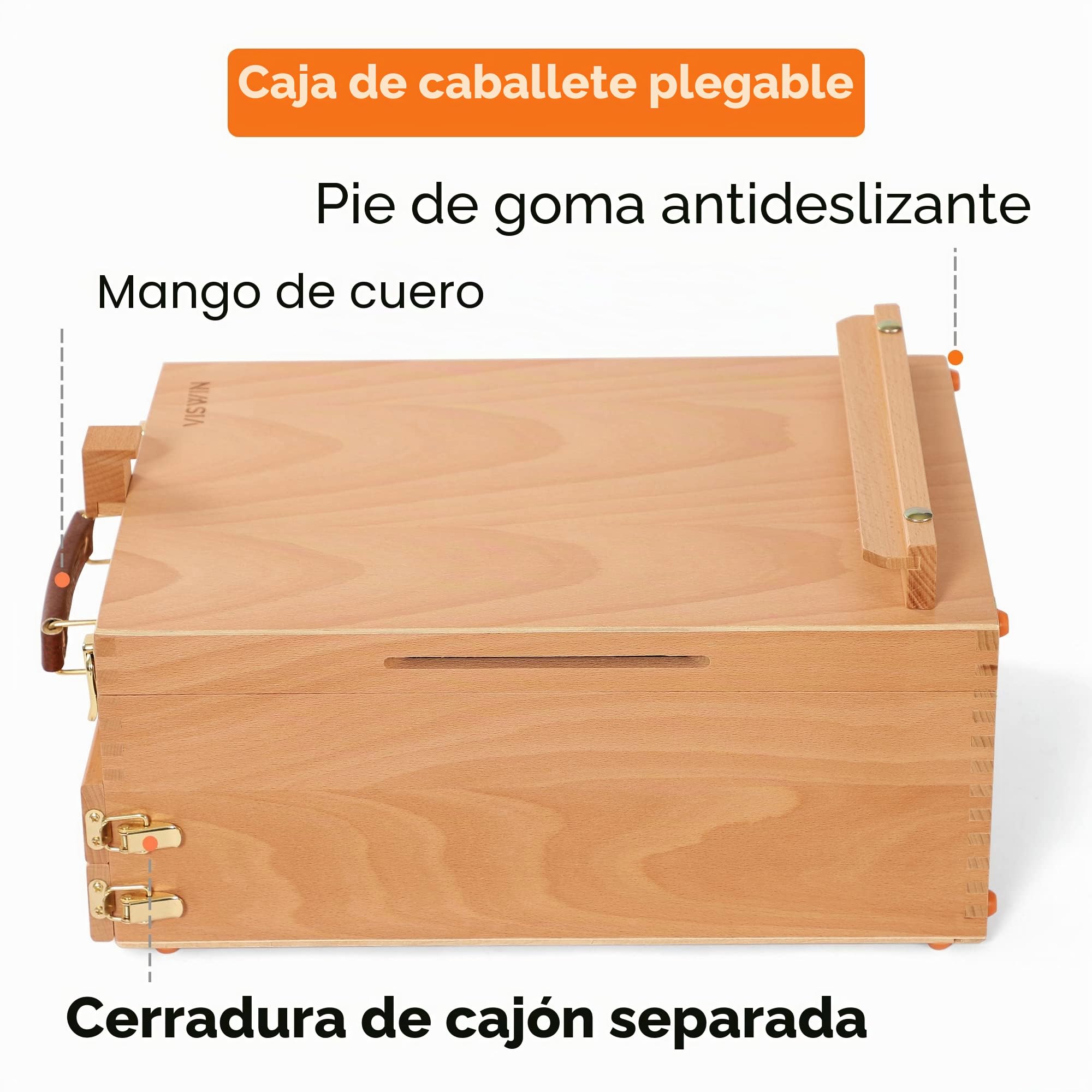 VISWIN Caballete de Mesa Grande con 3 Cajones, para Lienzos de Hasta 63,5 cm, Caballete de Madera de Haya Portátil para Pintar, Dibujar y Materiales de Arte, Adultos, Principiantes, Artistas
