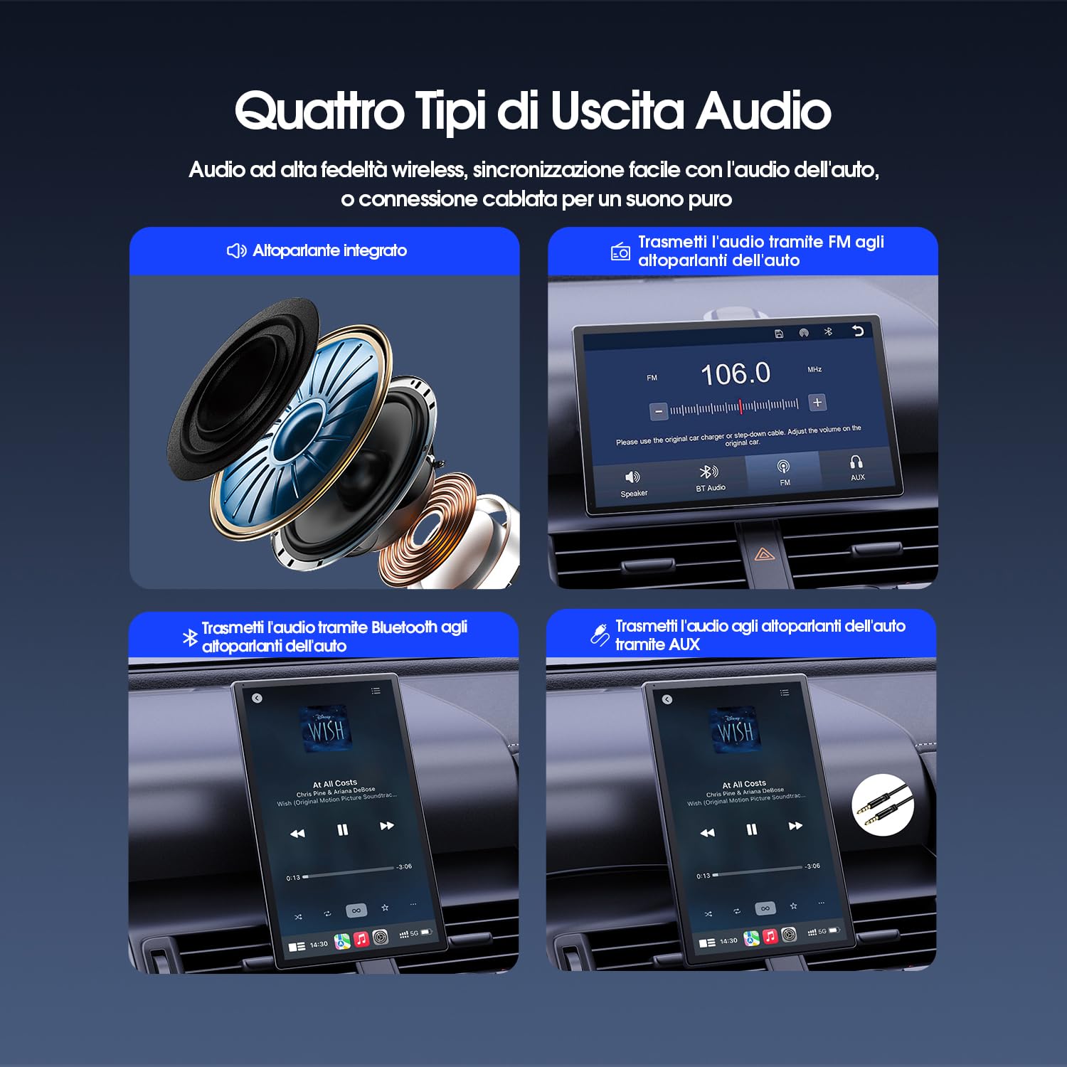 Avylet Carplay Auto Andriod, 9" Pollici Schermo per Auto con Telecamera di Impermeabile IP67, Display Touchscreen, Controllo Vocale，Bluetooth, GPS, Controllo Vocale, Bluetooth, AUX, FM, Mirror Link