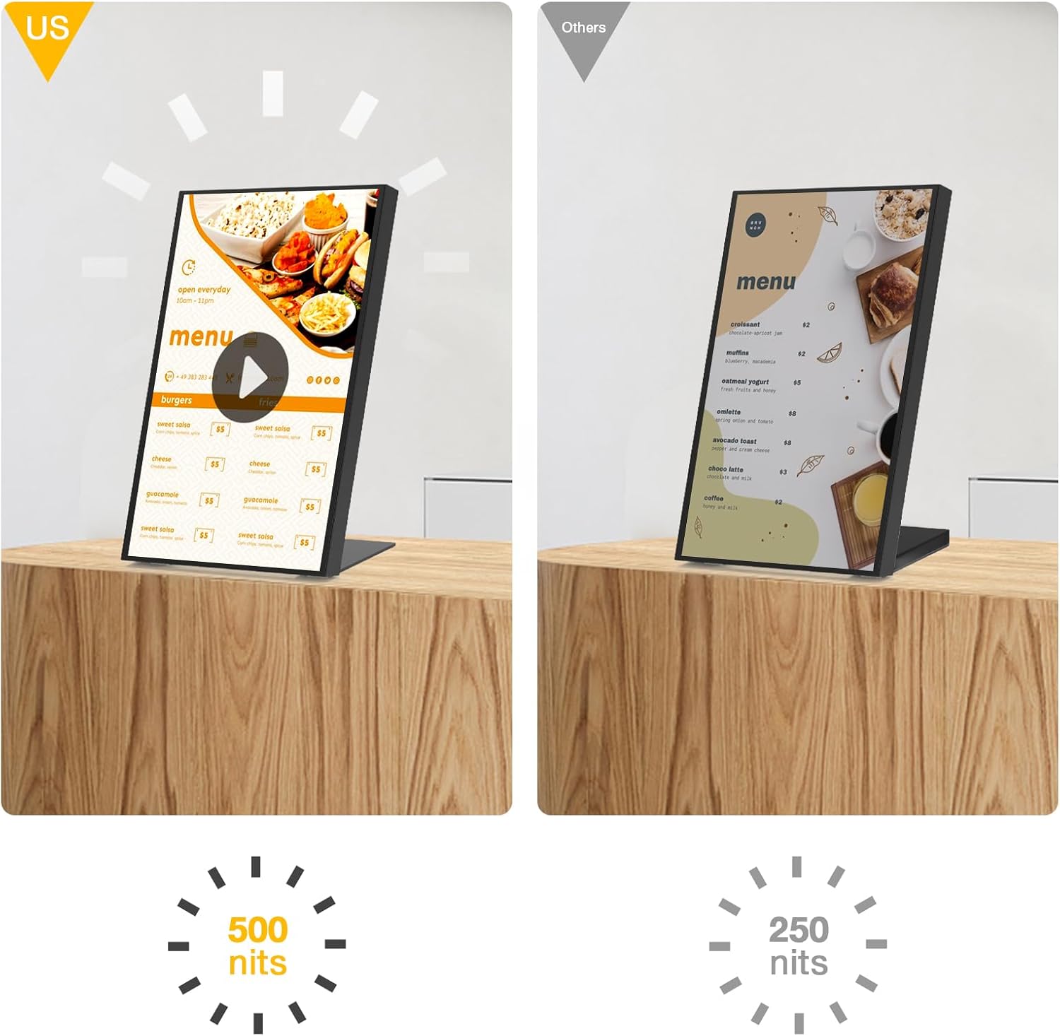 Digital Menu Board 18.5 inch Desktop Digital Signage Display Advertising Screen for Stores Restaurants and Commercial Display 700 nits Ultra-High Brightness Free Web Content Editor Android - Image 3