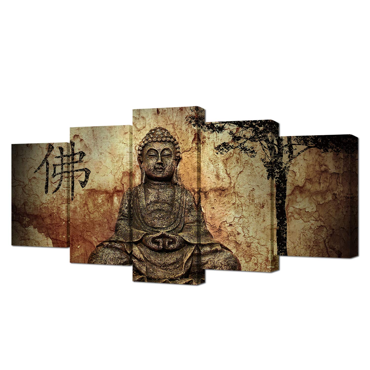 bpa5 Pcs Zen Decor Picture Canvas Wall Art Prints Home Bedroom Living Room Hanging Wall Decor Framed Art 40"x22"