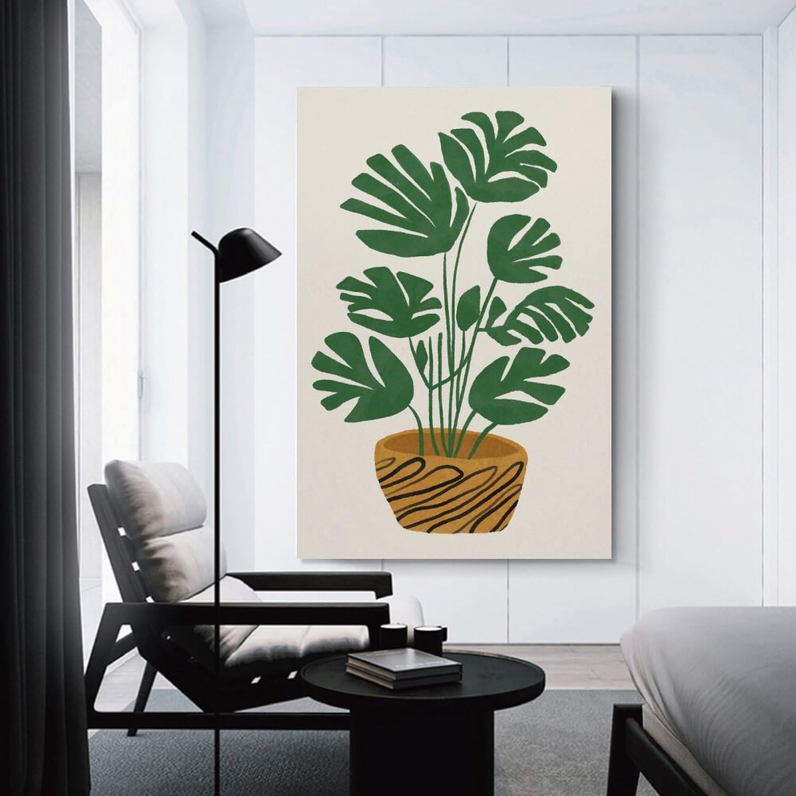 Junmoney Mini Monstera Canvas Wall Decor 12x18inch(30x45cm), for Entrance Walls, Hall Decor Or Foyers, Wall Decor to Refresh Empty Corners