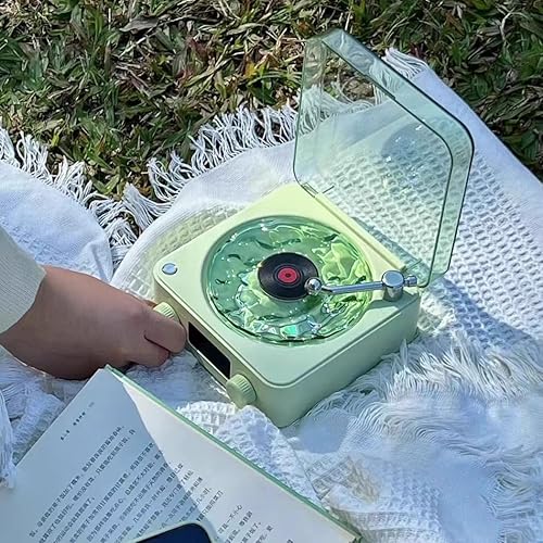 Miniatura 9 de Altavoz de vinilo aguamarina, altavoz Bluetooth de vinilo Waves, reproductor de vinilo con luz y tiempo ajustables para dormitorio, oficina, fiesta,
