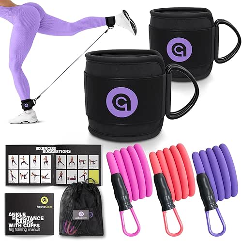 ActiveGear Ankle Resistance Bands with Cuffs - Ideal for Glutes,