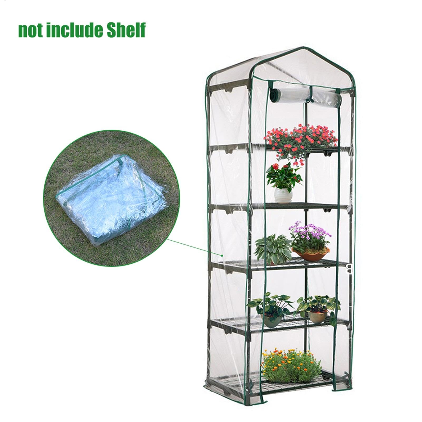 Copertura per serra piccola a 5 ripiani, 69 x 49 x 187 cm, impermeabile, trasparente, in PVC con porta arrotolabile, resistente, per coltivare verdure, fiori e piantine (telaio non incluso)