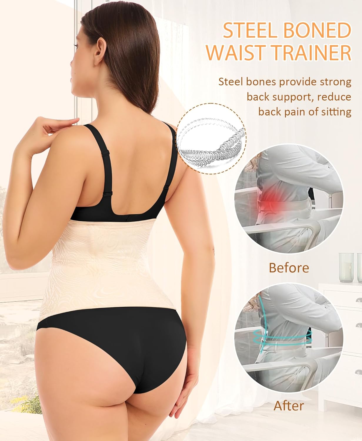 Ganado Waist Trainer for Women Tummy Control Waist Cincher Corset Shapewear - Image 4