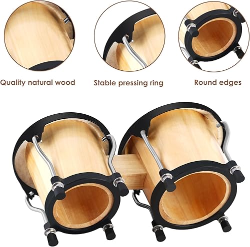 Miniatura 53 de EastRock Bongo - Juego de tambor de 4 y 5 pulgadas para adultos, principiantes, profesionales, instrumentos de percusión de madera y metal con llave