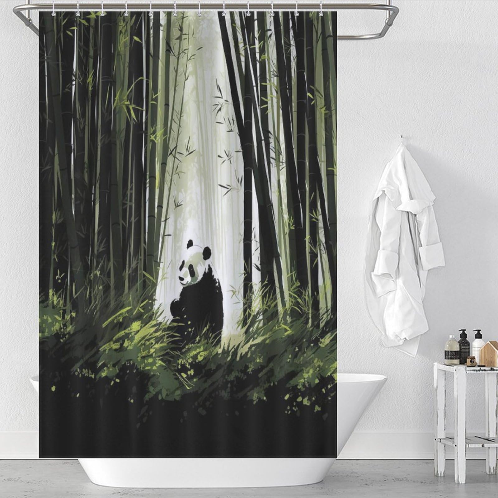 Rideau douche panda pour baignoire et cabine de douche familiale