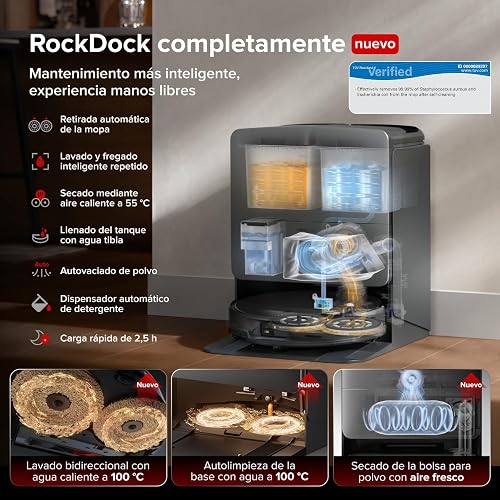 roborock Saros 20 Set Robot Aspirateur Laveur 36000Pa, Châssis AdaptiLift 3.0, Système Autonome StarSight 2.0, Double Anti-enchevêtrements, Technologie FlexiArm, Nouvelle Station RockDock, Ultra-mince - 5