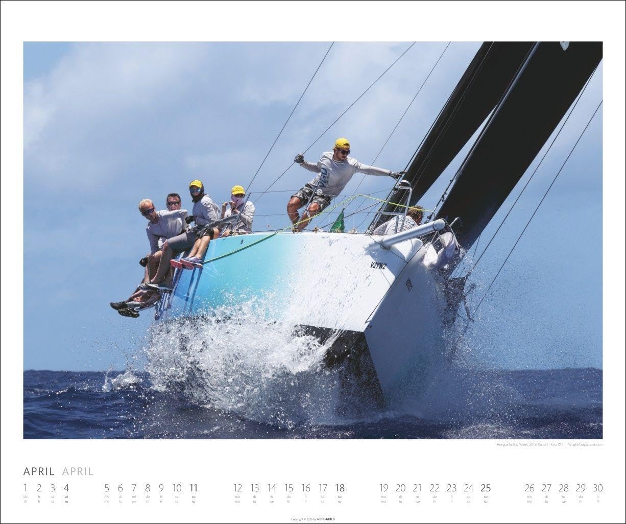 Sailing Kalender 2027: Fotokalender mit beeindruckenden Segelaufnahmen. Jahres-Wandkalender 2027 XL im Querformat. Segel-Fotokalender 55 x 46 cm