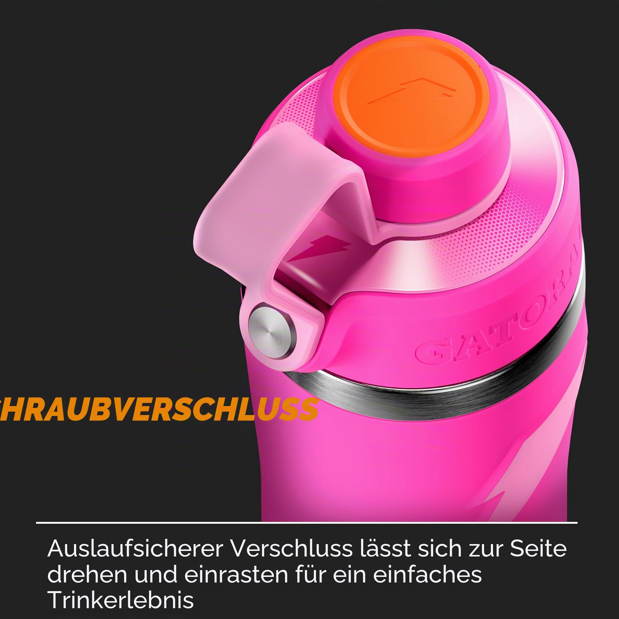 Gatorade 'Overtime' Edelstahl-Wasserflasche, Drehverschluss, 625 ml, Grau