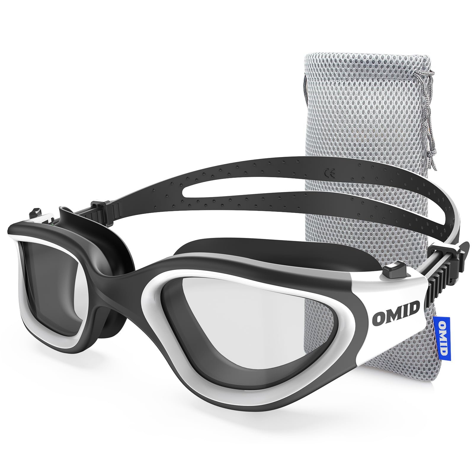 OMID Schwimmbrille, bequeme, polarisierte Schwimmbrille, beschlagfrei, auslaufsicher, UV-Schutz, kristallklare Sicht, Schwimmbrille für Herren, Damen, Erwachsene