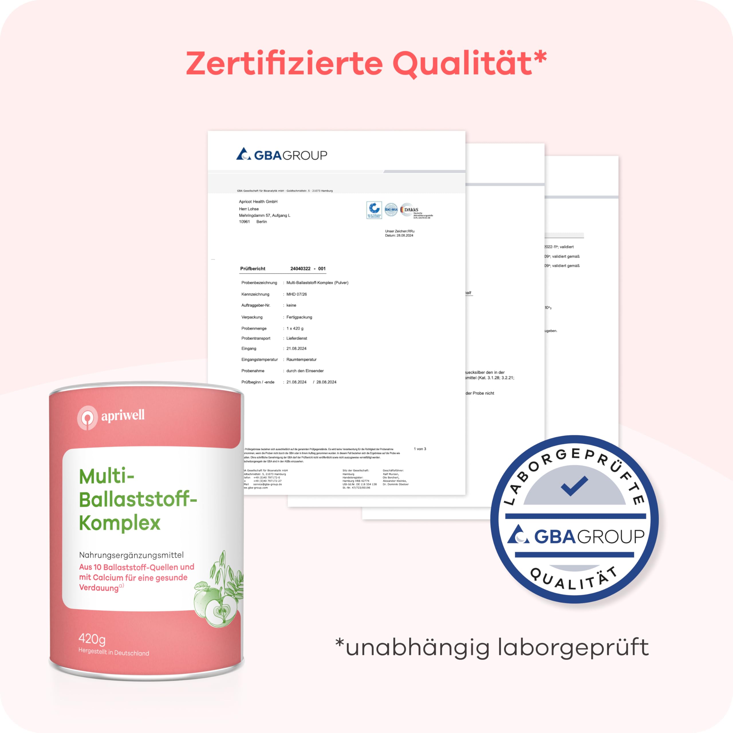 Multi-Ballaststoff-Komplex | 10 Premium Ballaststoffe & Calcium | Verdauung, Darmflora, Immunsystem, Cholesterin & Blutzucker | vegan, glutenfrei, laktosefrei | 1x 420g Pulver