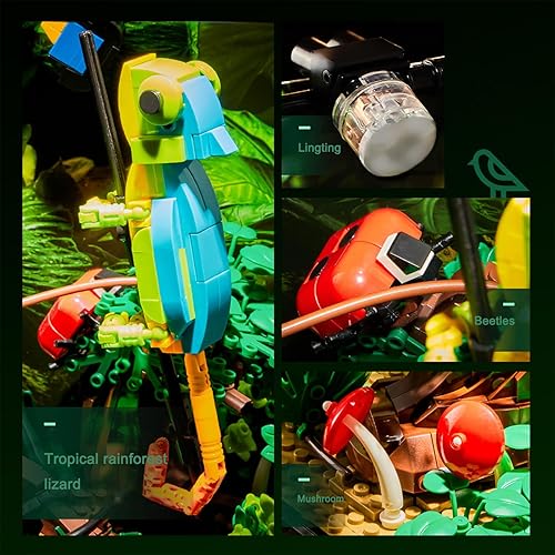 Miniatura 6 de ENJBRICK Juego de construcción de jardín de mariposas botánicas para Adutls, animales, tanque de insectos, juguete de construcción para niños