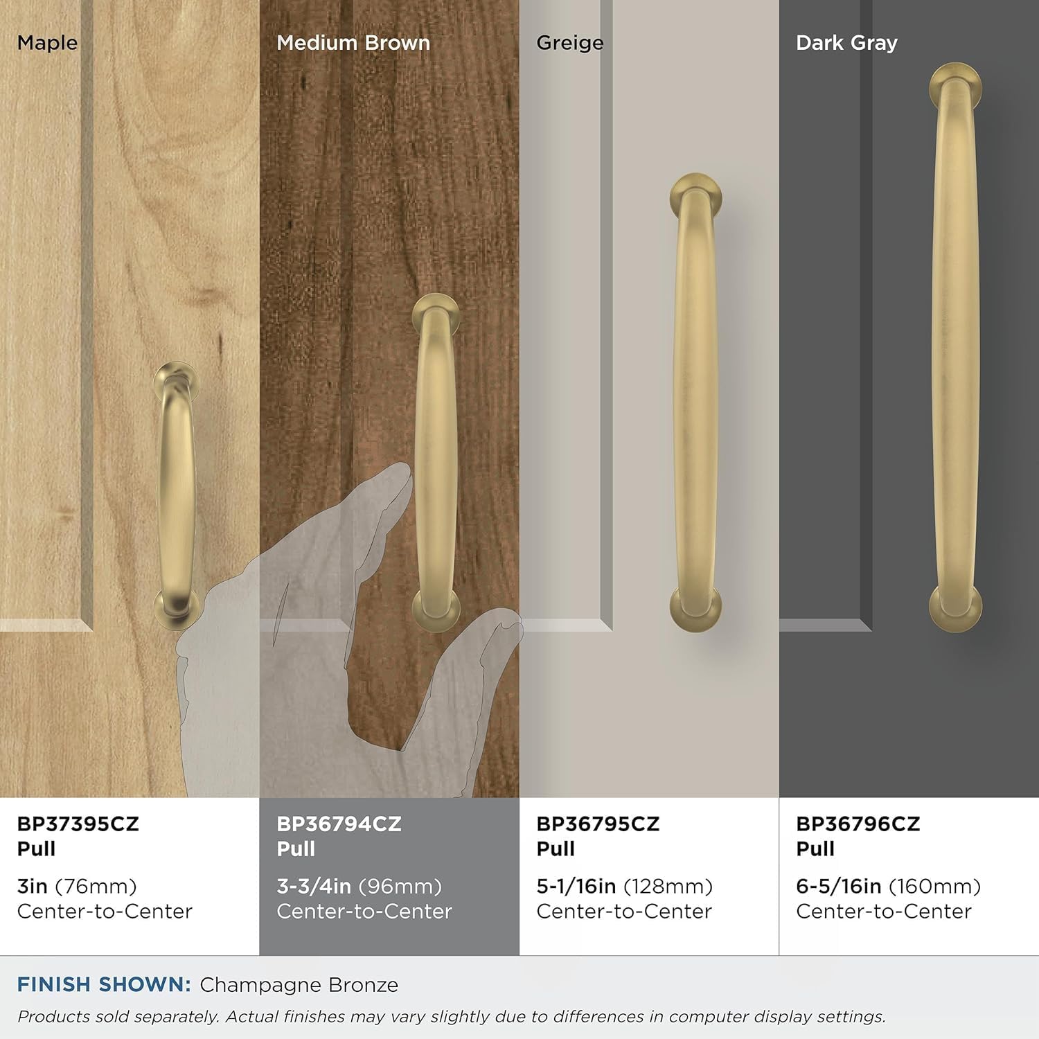 Amerock | Cabinet Pull | Champagne Bronze | 3-3/4 inch (96 mm) Center to Center | Renown | 1 Pack | Drawer Pull | Cabinet Handle | Cabinet Hardware BP36794CZ