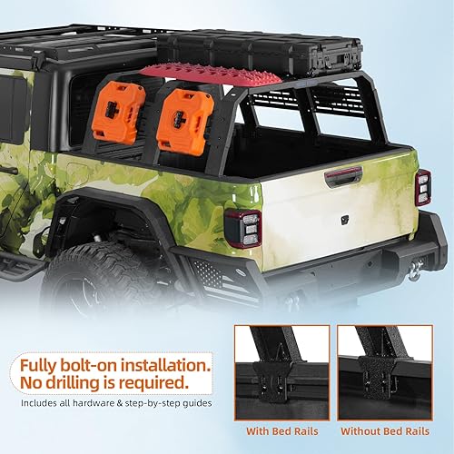 Miniatura 5 de u-Box TacomaGladiator - Estante de carga para camioneta de 18.8 pulgadas de alto, se adapta a Jeep Gladiator JT 20-23 2020-2023 con rieles de cama