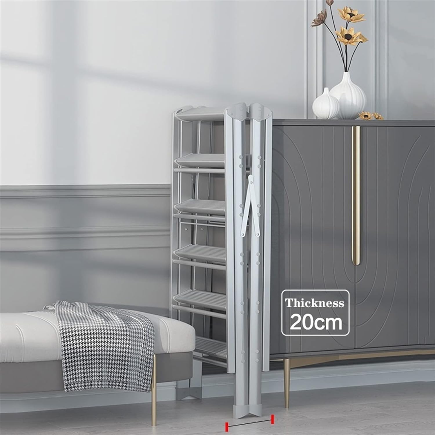 Folding Clothes Hanger Clothes Drying Rack for Laundry, Aluminum Alloy Ladder Drying Rack, Multifunctional Foldable Laundry Rack Stand for Easy Storage, Space Saving,Gold