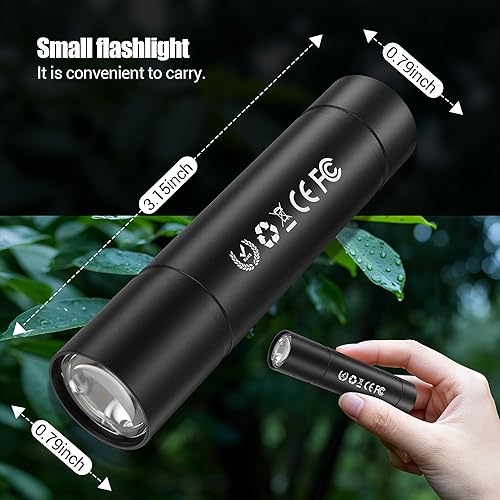 Miniatura 7 de Linternas recargables de alto lúmenes, un solo modo, paquete de 2, súper brillante, potente LED de 30 W, larga duración de 12 horas, entrada y