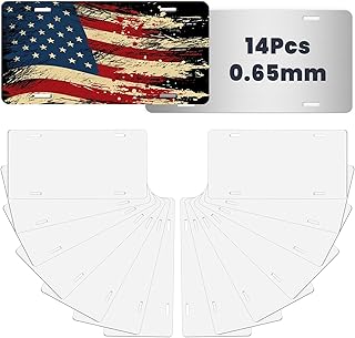 14 Pcs Sublimation License Plate Blanks for Heat Transfer Vinyl, Pesonalized Picture Metal Sublimation Blanks, Aluminum Car Front License Plate Tags for Automotive Men Women Gift 0.65mm Thick