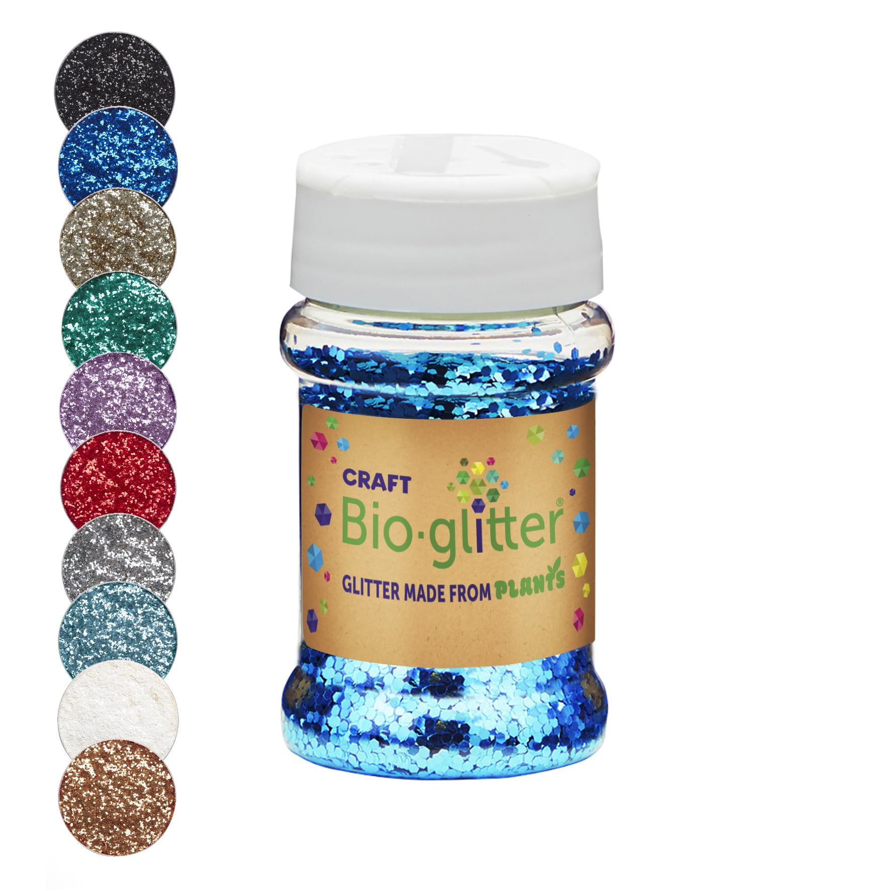 Craft Biodegradable Glitter, Chunky Glitter, Arts and Crafts for Kids, Card Making, Decorations, Candle Making, Eco-Friendly, Cruelty Free - Blue - 40g x 10