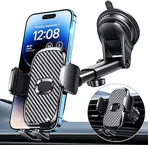 Car Phone Holder[Military-Grade 360°Suction Cup]Phone Holders for Your Car Universal Accessories Air Vent Dashboard Windshield Phone Mount Automotive Cradles Fit for iPhone Android Smartphone