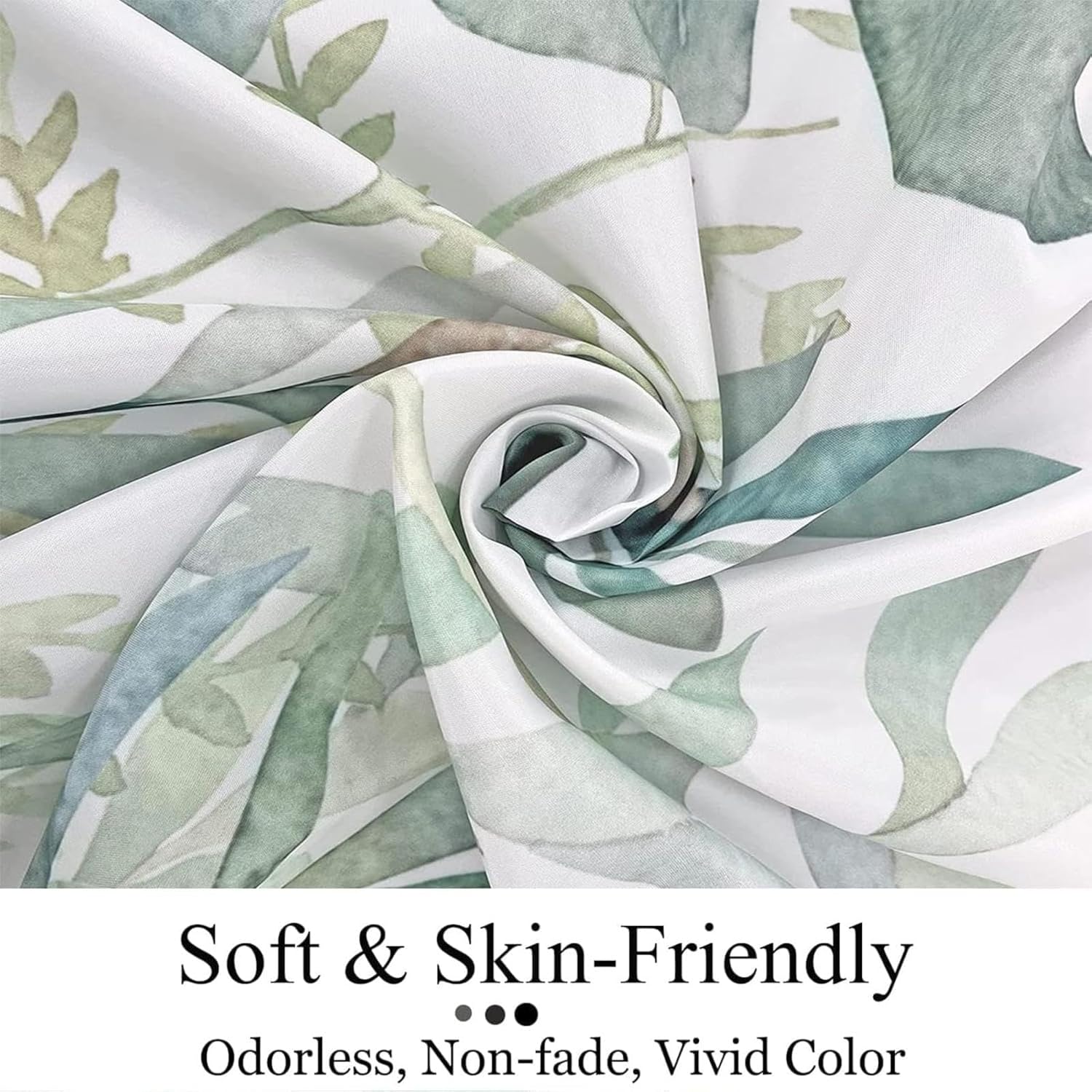 Eucalyptus Leaves Shower Curtains 72x84in（183x214cm） Modern Green Spring Botanical Watercolor Plants Fabric Bathroom Curtain for Shower Stall Bathtub Aesthetics Chic Elegant Home Decor